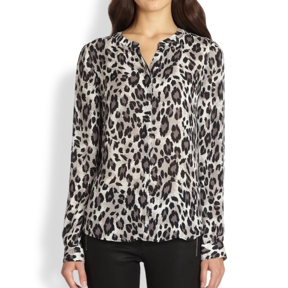 NWOT JOIE Hanelle 100% silk leopard print long sleeve button down blouse small - Picture 4 of 10